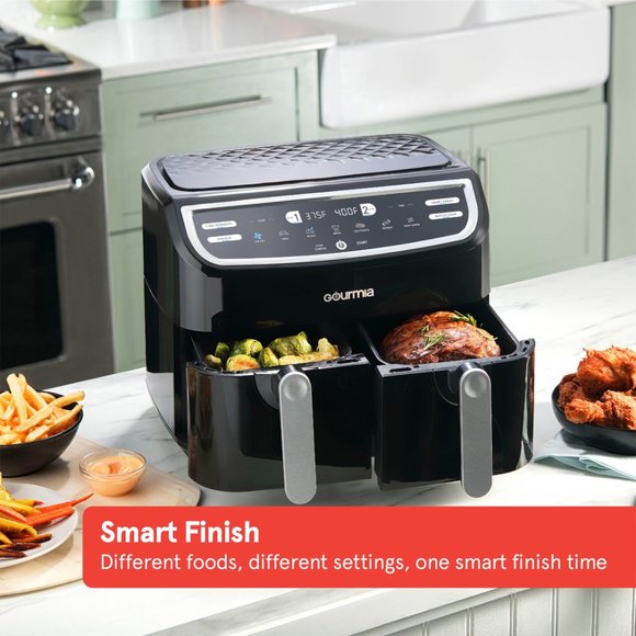 9 Qt 7-in-1 Dual Basket Digital Air Fryer with Smart Finish and Guided Cooking - Picture 3 of 13